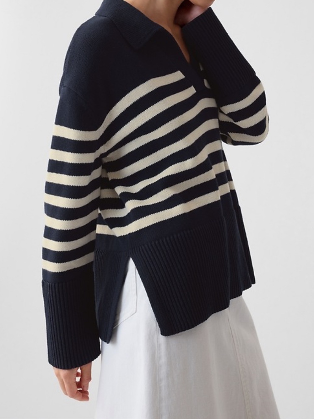 Gap Navy and White Striped Collared Sweater - Picture 14 of 15